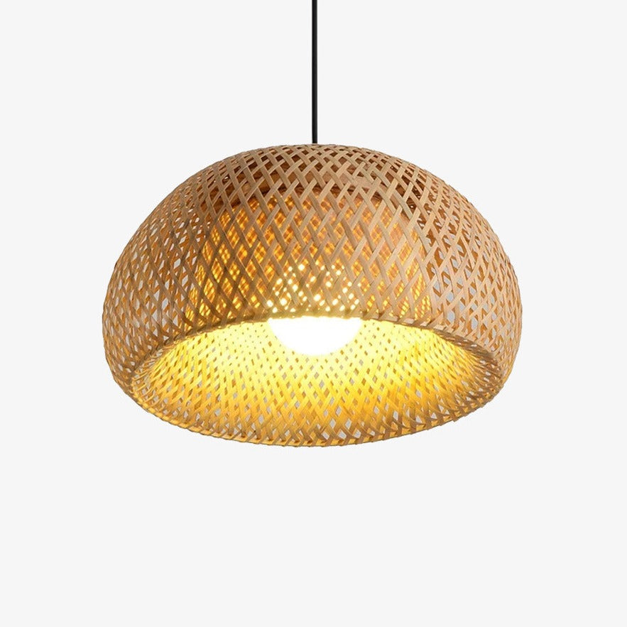 pendant light LED rattan with different rounded shapes Bamboo