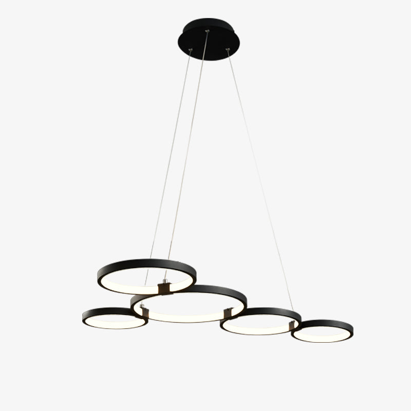 Hirva design chandelier with hanging LED rings