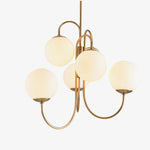 Lustre design avec branches dorées et boule de verre