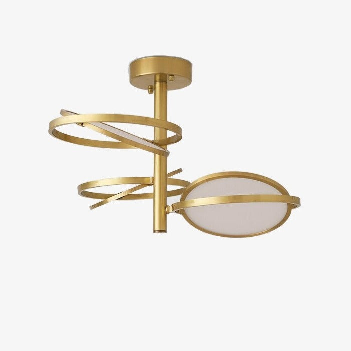 Design chandelier in gold metal with round lamp Skalla