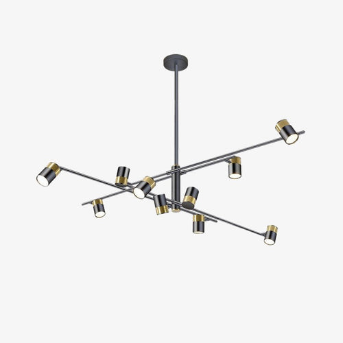 Lustre design LED avec barre en métal et spots rotatifs Caeli