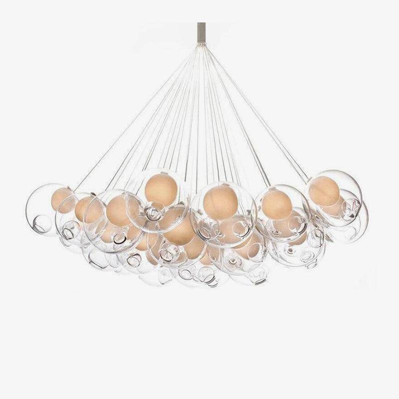 LED design chandelier with distorted glass ball, candlestick style