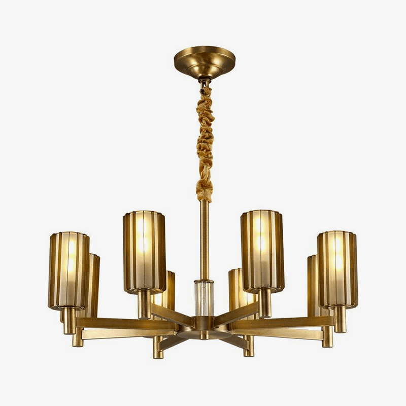 LED metal design chandelier with several gold shades Luxury