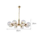 Lustre design moderne doré avec boules de verre Glass