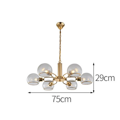 Lustre design moderne doré avec boules de verre Glass - vue 7 sur 7