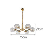 Lustre design moderne doré avec boules de verre Glass