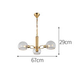 Lustre design moderne doré avec boules de verre Glass