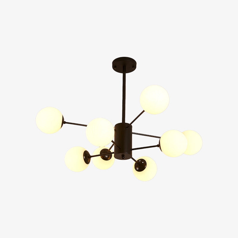 Lámpara de araña design negra con varias ramas y lámpara de cristal vintage