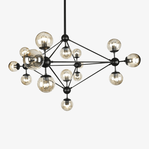 Lustre design noir avec plusieurs branches et verre Livewin