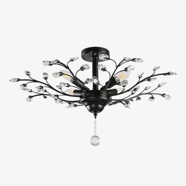 Crystal chandelier and Glass tree branches Vintage (black or gold)