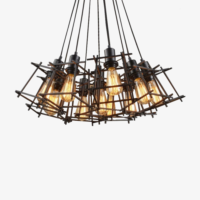 Industrial chandelier with cubic hanging lamps Onigun