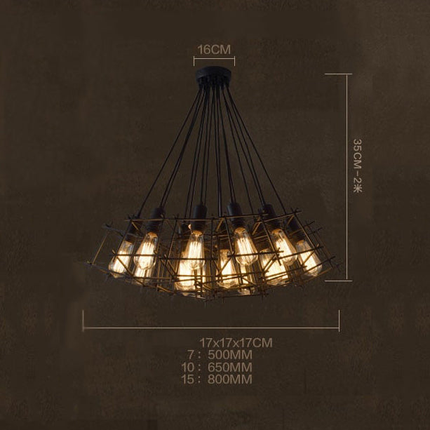 Industrial chandelier with cubic hanging lamps Onigun