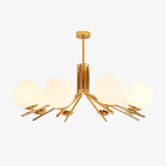 Lustre LED doré avec boules en verre