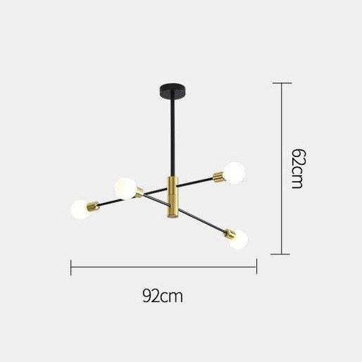 Modern black and gold metal chandelier Aries constellation style