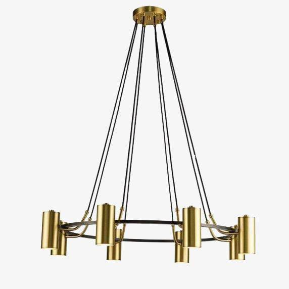 Lustre moderne et design LED avec cercle noir et spots dorés