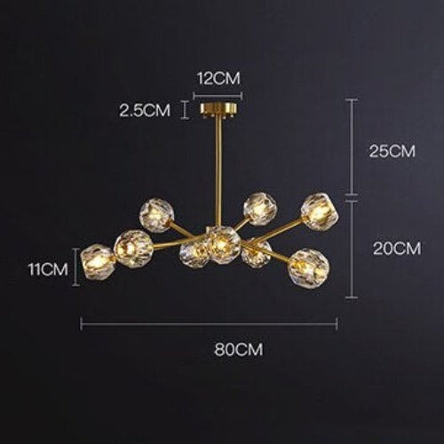 Lustre moderne LED avec lampes style diamant Blair - vue 6 sur 9