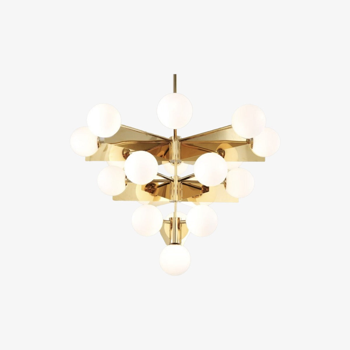 Lustre moderne pyramidale doré avec globes en verre luxury Ariana