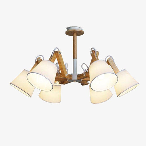 Lustre retro LED avec plusieurs abat-jours tissu vintage