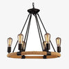 Suspension rustique en métal avec cordage rond