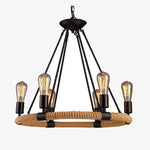 Suspension rustique en métal avec cordage rond