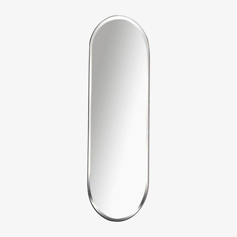 Proof wall mirror, elongated and rounded