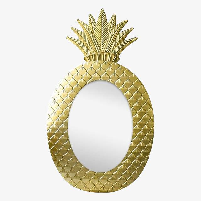 Miroir mural décoratif en forme d'ananas doré Vintage