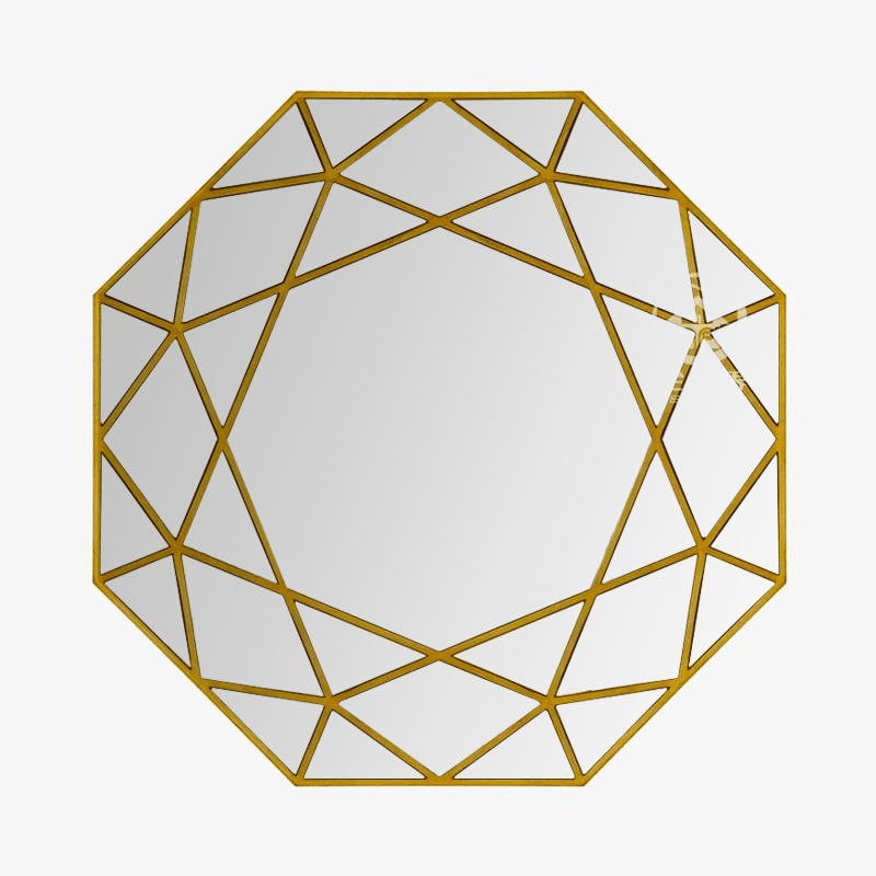 Moderno espejo de pared decorativo octogonal dorado