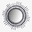 Miroir mural décoratif rond en rotin noir Rattan