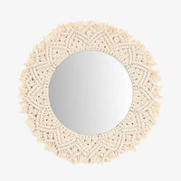 Miroir mural décoratif rond en tissu tressé Tapestry