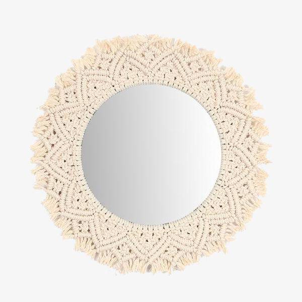 Round decorative wall mirror in Tapestry fabric