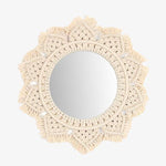 Miroir mural décoratif rond fleur en tissu tressé Tapestry