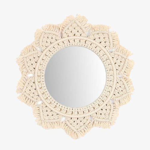 Miroir mural décoratif rond fleur en tissu tressé Tapestry