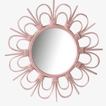 Miroir mural décoratif rond rose en fleur French