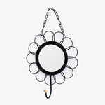 Miroir mural décoratif suspendu rond fleur noir Nordic