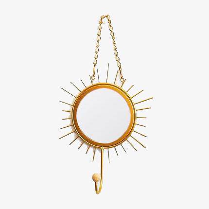 Miroir mural décoratif suspendu rond soleil jaune Nordic