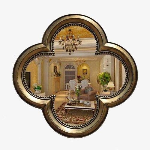 Miroir mural décoratif trèfle à 4 feuilles rétro