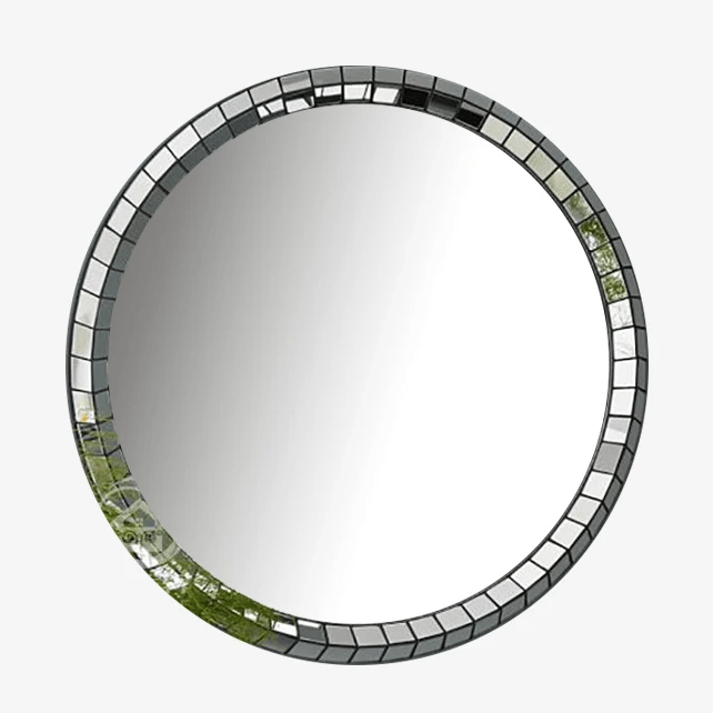 Round design wall mirror with Venetian check