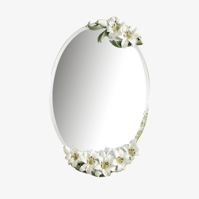 Espejo de pared ovalado con flores Lirios