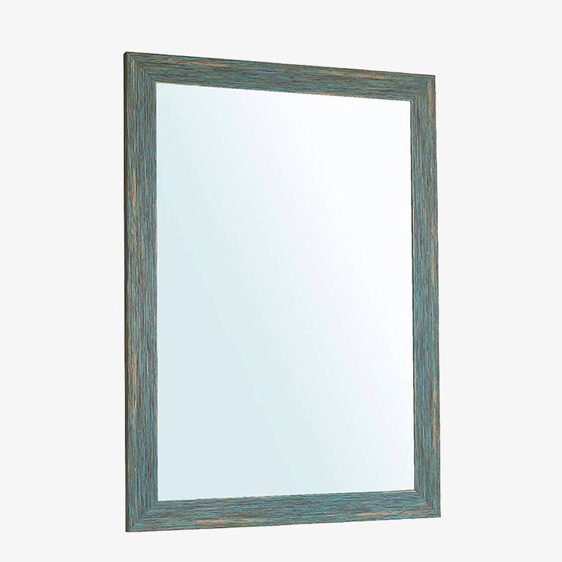 Rectangular wall mirror with retro industrial blue frame