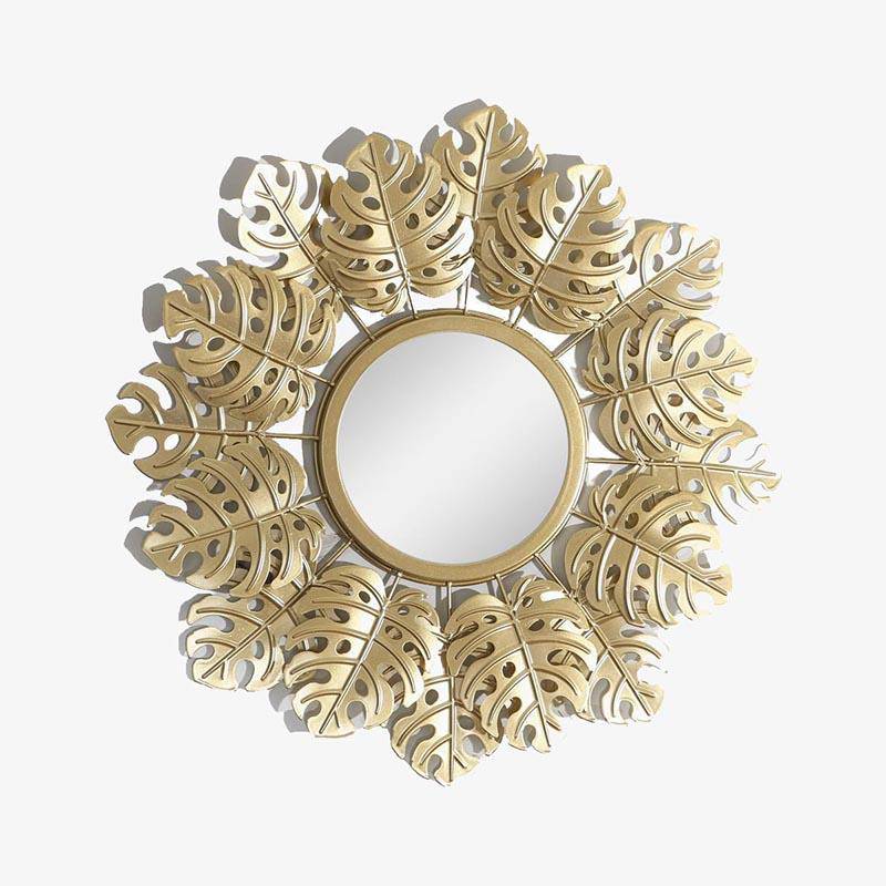 Round gold wall mirror, sunburst style