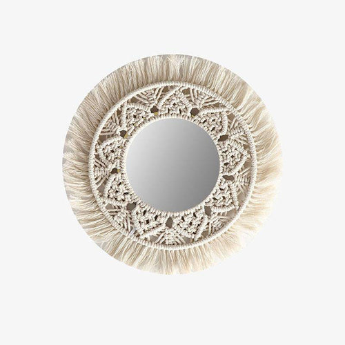 Miroir mural rond en coton tissé à la main