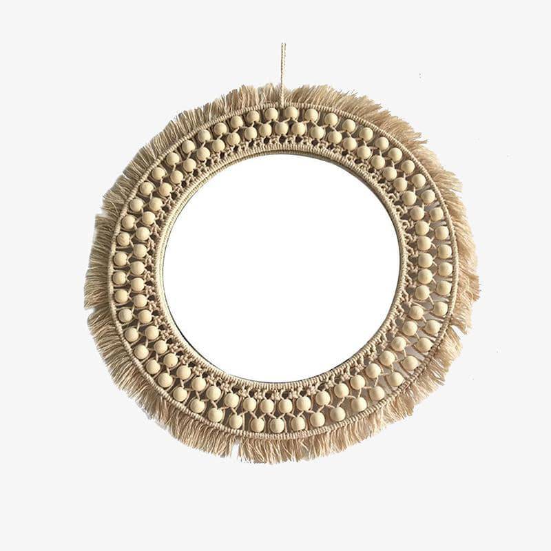 Round wall mirror in rattan 40cm