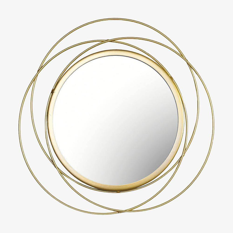 Miroir mural rond et anneaux dorés