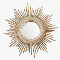 Miroir mural rond soleil en bois doré Sunburt