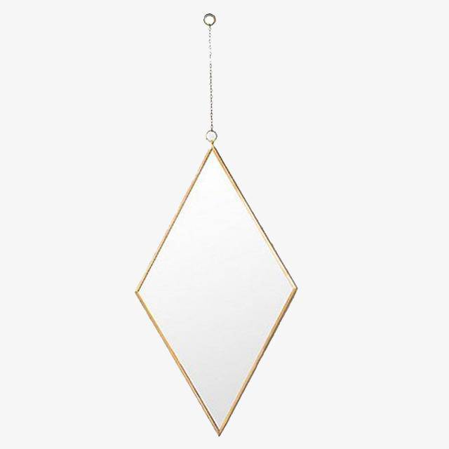 Espejo de pared colgante con marco de oro y diamantes