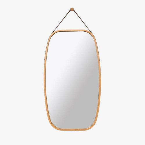 Miroir mural suspendu rectangle arrondi aux bords marrons Wear