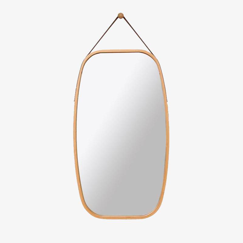 Rounded rectangle wall mirror with brown edges Wear
