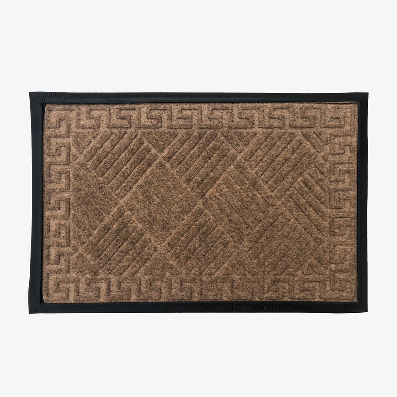 Rectangular brown natural fibre doormat Rubber