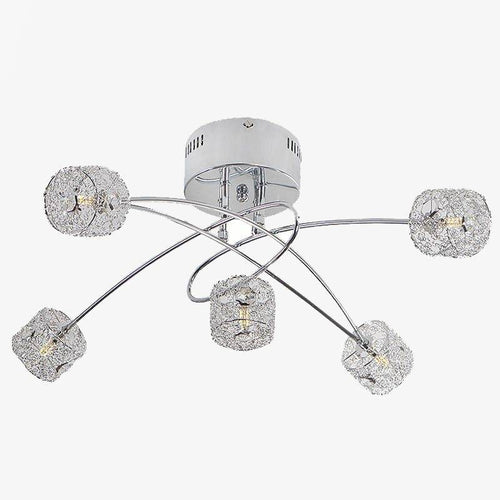 Plafonnier chromé et cristal en aluminium