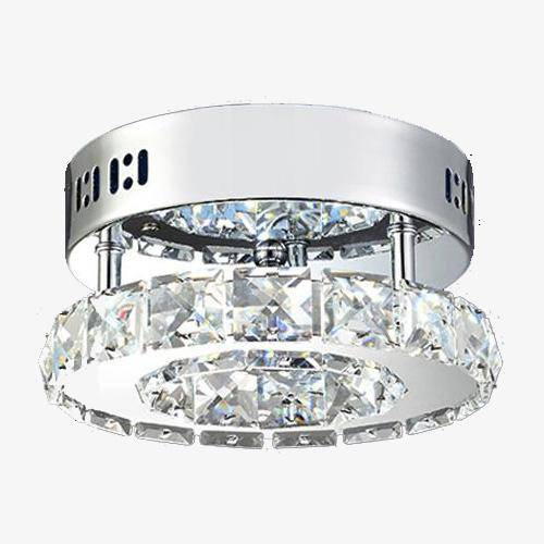 Chrome plated LED ceiling light in round crystal Simple